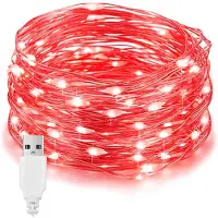 Dripio LED-Lichterkette rot 10 m 100 LEDs USB IP65 wasserdicht