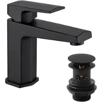 OEM Sechseckige Waschtischarmatur, Matt Schwarz, Geo-Design, 3-Loch