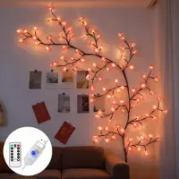 OEM Kirschblüten-Wanddeko 2,3 m, 144 LEDs, Fernbedienung, 8 Modi, Timer, USB