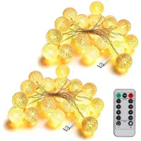 Dripio Lichterkette mit 20 Baumwollbällen, 3 m, USB, Fernbedienung, weiß