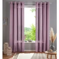 Otto Home Gardine "Mara, 1 Stück, ÖSen, transparent, Leinen-Optik" Gr. 3, rosa (rose), B:140cm H:225cm, Polyester, Gardinen, Gardine, transparent, Leinen Optik, monochrom, basic