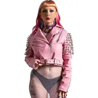 Killstar Kunstleder Biker Jacke - Disharmony Pastel Pink XXL
