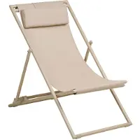 Kendra Home Curtis Strandliege aus Textilen und Stahl in Taupe, Rückenlehne 4 Positionen