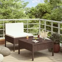 Merkloos Gartenset bestehend aus zwei Bänken mit braunen Sitzkissen für den Außenbereich