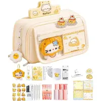Merkloos Etui mit Schulbedarf und Käsekatzen-Motiv