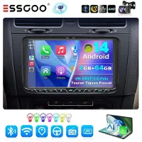 Insta24 Autoradio 2 DIN für VW Golf 5 6 Tiguan Touran GPS Navi 9 Zoll Touchscreen Android 14 Apple CarPlay Android Auto Bluetooth WLAN 2 GB RAM 64 GB Speicher