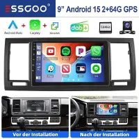 Insta24 Autoradio 9 Zoll Android 15 CarPlay GPS Navigation Bluetooth WiFi Freisprecheinrichtung Rückfahrkamera für VW T6 Transporter Multivan 2 DIN 4x45W