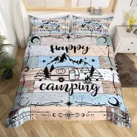 OEM Bettwäsche-Set Happy Camping, 200x200 cm, 2 Kissenbezüge