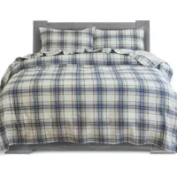 OEM 4-tlg. Flanell-Bettwäsche California King, 100 % türkische Baumwolle, Plaid