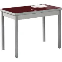 OEM Esstisch ausziehbar, Glas Bordeaux, 90x50 cm, 2 Flügel