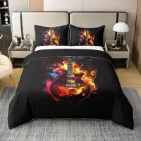 OEM Bettbezug-Set Retro Gitarre 100% Baumwolle, 135x200 cm