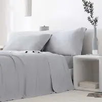 OEM Bettwäsche-Set aus Bambus, grau, Bio, 4-teilig, 180x190/200 cm