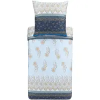 OEM Bettwäsche-Set Oristano, Mako-Satin, blau, 155x220 cm, 2-tlg.