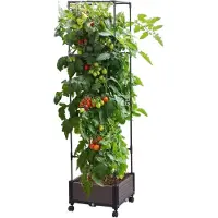Merkloos Erhöhtes Blumenbeet mit Rollen für Pflanzen und Blumen