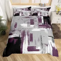 OEM Bettbezug-Set Super King 260x220 cm lila grau schwarz abstrakt modern