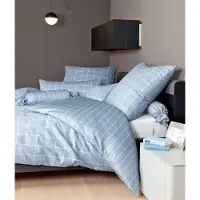 OEM Mako-Satin Bettwäsche 155x220 cm + Kissenbezug 80x80 cm perlmuttblau