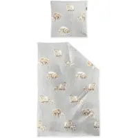 OEM Flanell Bettwäsche Panda 155x220 cm, 2-teilig, Silber