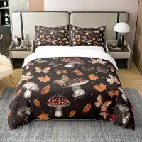 OEM Kawaii Dekbedovertrek mit Pilzen, Kingsize, 100% Baumwolle