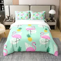 OEM Dekbedovertrek Double 200x200 cm Flamingo Tropisch Katoen