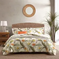 OEM Queensize Dekbedset Baumwolle umkehrbar Paradiesvögel gebrochenes Weiß 5-tlg.