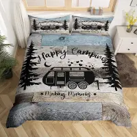 OEM Happy Camping Dekbedovertrekset, 3-teilig, Doppelbett, schwarz