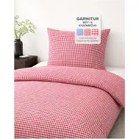 OEM Bettwäsche Landhaus kariert rot 155x220 cm + 80x80 cm 5 mm Karo