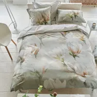 OEM Bettbezug aus Baumwollsatin, Yulan Magnolia, 140x200 cm, grau