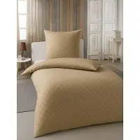 OEM Bettwäsche 200x200 cm, taupe, kariert, 100% Baumwolle, 2 Kissenbezüge