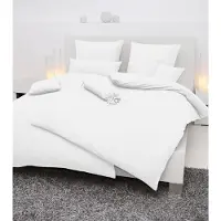 OEM Bettwäsche Seersucker Uni 135x200 cm + Kissenbezug 80x80 cm weiß
