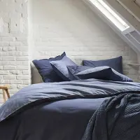 OEM Baumwoll-Bettbezug 240x220 cm, zweifarbig, Blau, Gute Tage
