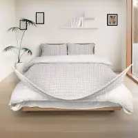 OEM Bettwäsche-Set 3-tlg., 400TC Baumwolle, beige kariert, 200x200 cm