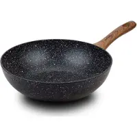 Nava Pfanne / Wokpfanne NATURE mit Granitbeschichtung zum Braten Schmoren von Speisen 28 cm für Gasherde Induktion