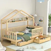Merkloos Kinderbett mit Schublade aus Massivholz für das Schlafzimmer