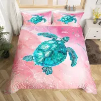 Merkloos Bettwäsche-Set Meeresschildkröte - Einzelbett - Rosa