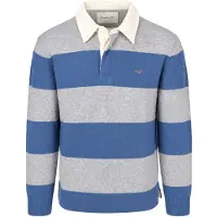Gant für Herren. 8050320 Wollpolo mit breiten blau-grauen Streifen (XL), Lässig, Wolle