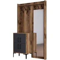 Skye Decor , Berlin BC - Walnut, Anthracite, Hallenstand, Nussbaum, 100 % MELAMINBESCHICHTETE SPANPLATTEN, 120 x 35 x 200 cm