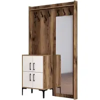 Skye Decor , Berlin BC - Walnut, White, Hallenstand, Nussbaum, 100 % MELAMINBESCHICHTETE SPANPLATTEN, 120 x 35 x 200 cm
