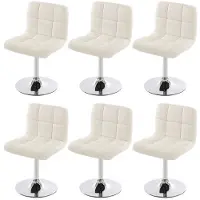 Mendler 6er-Set Esszimmerstuhl Drehstuhl Stuhl Kavala Kunstleder Chrom weiß
