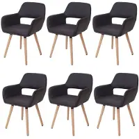 Generique 6er-Set Esszimmerstuhl HWC-A50 II, Stuhl Küchenstuhl, Retro 50er Jahre Design Kunstleder, braun, helle Beine