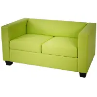 Generique 2er Sofa Couch Loungesofa Lille Kunstleder, hellgrün