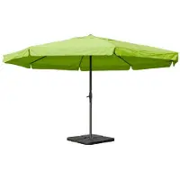 Mendler Sonnenschirm Meran Pro, Gastronomie Marktschirm mit Volant Ø 5m Polyester/Alu 28kg grün mit Ständer