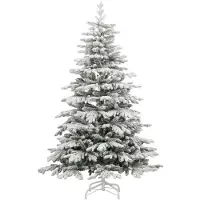 Selius Kunst-Weihnachtsbaum, 180 cm hoch, mit Flockenschicht und Fuß – Grüner, künstlicher Baum mit Schneeeffekt