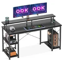 Dripio Schreibtisch mit Monitorständer und Regal, 120x50x86,5 cm, schwarz