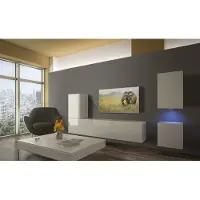 Furnitech Wohnwand Wohnzimmer - Hängend Wohnwand Modern - Regale und TV Schrank - Wohnzimmer Möbel ohne LED (AN16-18W-HG2 1A)
