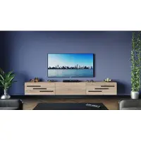 Furnitech TV Lowboard TV Board hängend TV Schrank 360 cm Eiche Sonoma Schwarze Kurze Zierleiste M9-24M-S3-LCZ2-1H