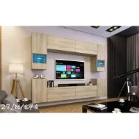Furnitech Wohnwand Wohnzimmer - Hängend Wohnwand Modern - Wohnzimmer Schrankwand (Future C27/M/S/4 1A)