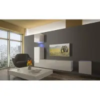 Furnitech Wohnwand Wohnzimmer - Hängend Wohnwand Modern - Regale und TV Schrank - Wohnzimmer Möbel ohne LED (AN15-18W-HG2 1A)
