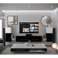 Furnitech Wohnwand Wohnzimmer - Wohnzimmer Möbel mit LED Blau - Hängend Wohnwand Modern - Wohnzimmer Schrankwand mit Regale und TV Schrank (AN104-21WB-HG4- 1B)