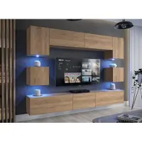 Furnitech Wohnwand Wohnzimmer - Hängend Wohnwand Modern - Wohnzimmer Schrankwand (Nowara AN1-17S-M50 1A)