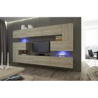 Furnitech Wohnwand Wohnzimmer - Hängend Wohnwand Modern - Regale und TV Schrank - Wohnzimmer Möbel ohne LED (Albania AN3-17S-M13 1A)